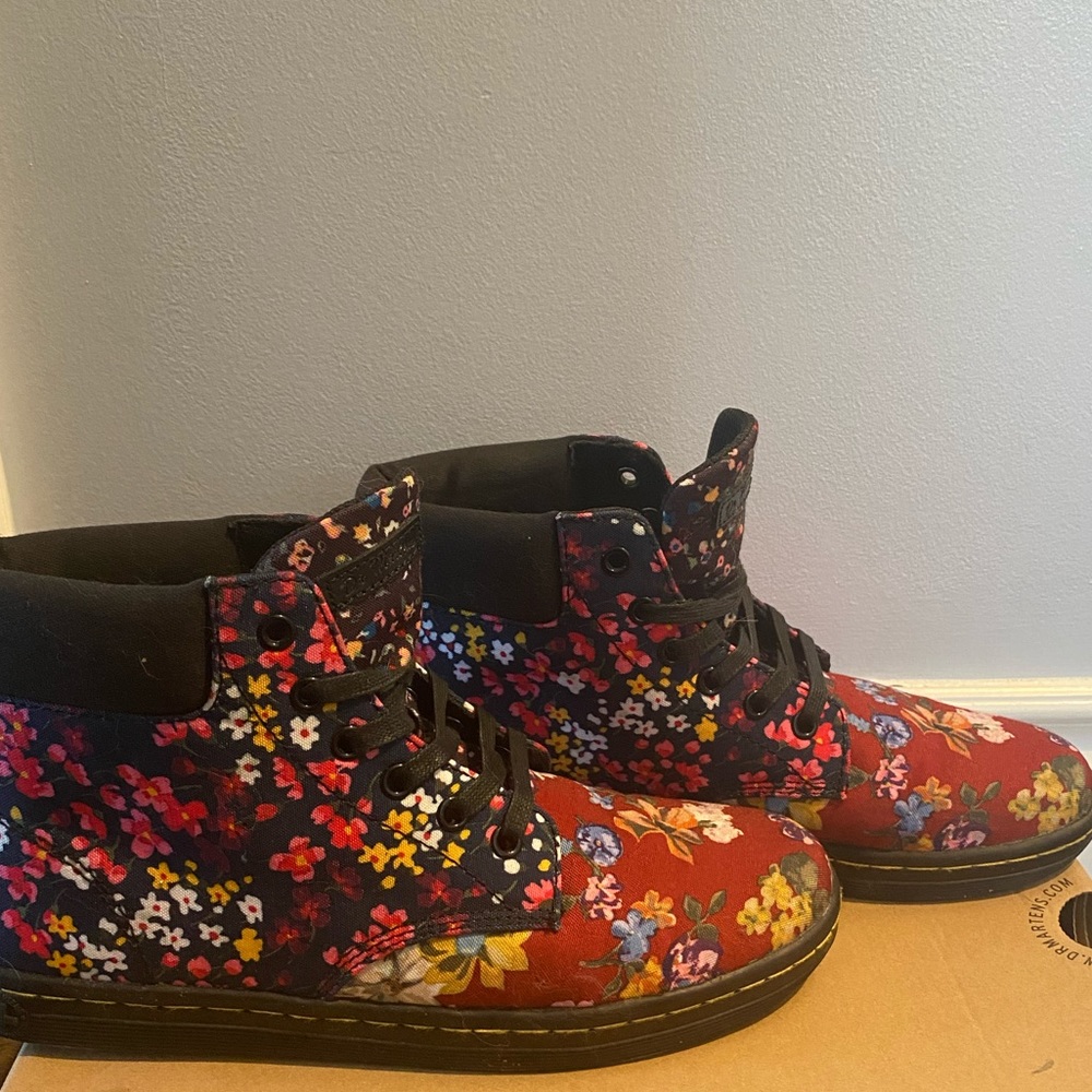Doc Martens Red floral canvas shoes